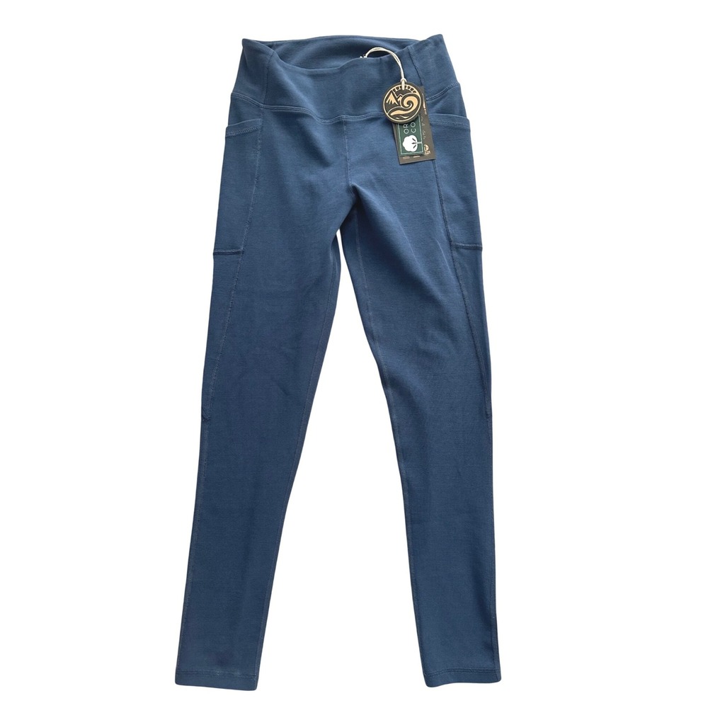 Happy Earth Organic Cotton High Rise Pocket Leggings Blue size Medium NWT